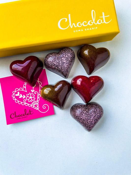 6 piece heart chocolates